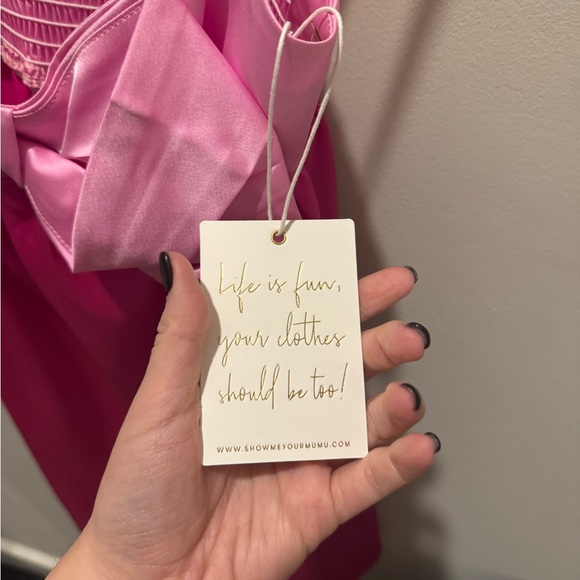 NWT! Show Me Your Mumu Best Bow Dress in Colorblock Pink - S - Picture 4 of 8